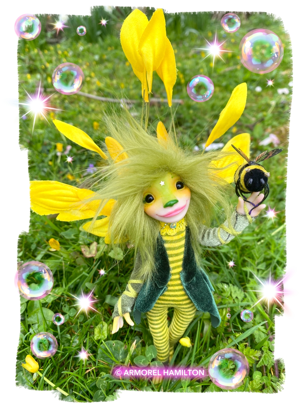 Small Yellow Fairy Fayble with Bumble Bee